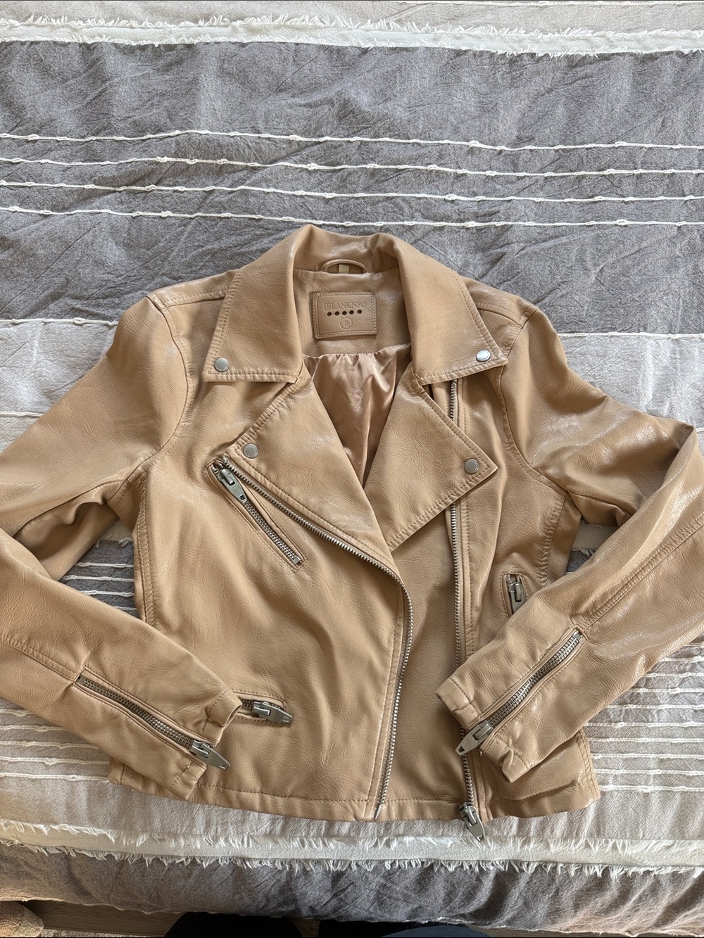 Blank NYC Camel Leather Moto Jacket